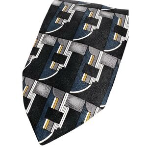 Haggar Men's Tie Blue‎ Multicolor Geometric 100% Polyester